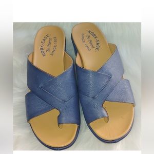 KORK EASE - blue leather sandals